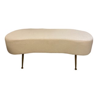 Italian White Kidney-Shaped Ottoman, 1960s For Sale