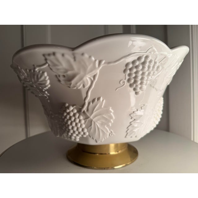 1950s Milk Glass Punch Bowl For Sale - Image 10 of 12
