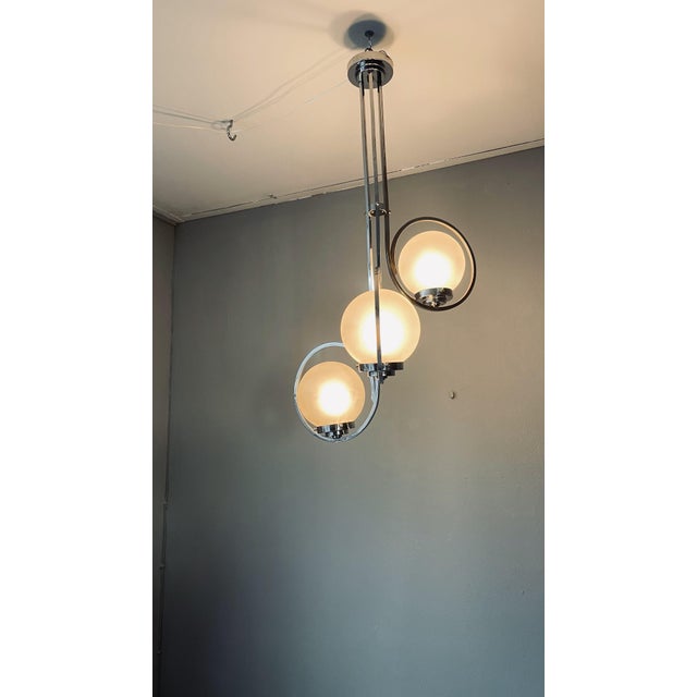 Art Deco Silver Ceiling Lamp with Three Sphere Shades For Sale - Image 16 of 18
