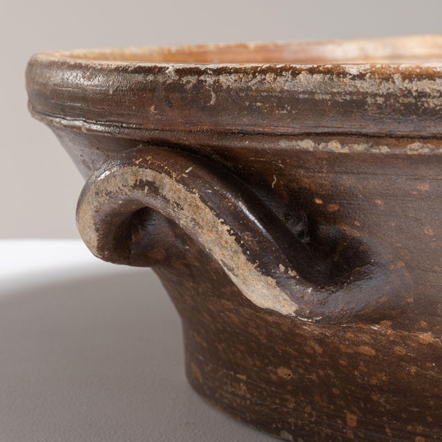 French Early 20th Century France Chocolate Ceramic Serving Bowl For Sale - Image 3 of 15