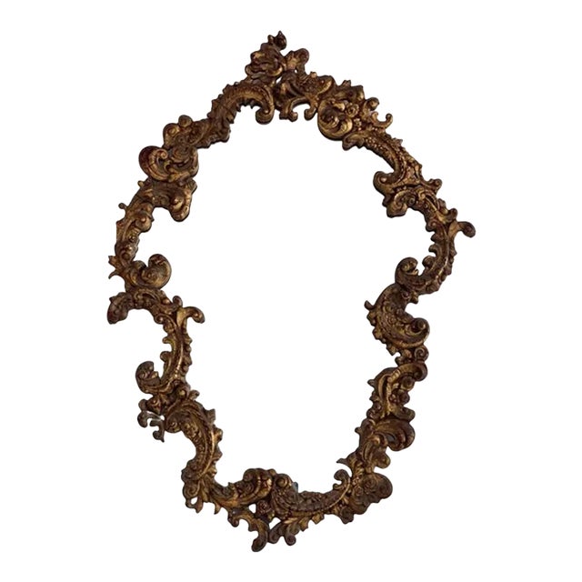 1920s Louis XV Original Patina Dark Gold French Rococo Boudoir Mirror, Paris For Sale