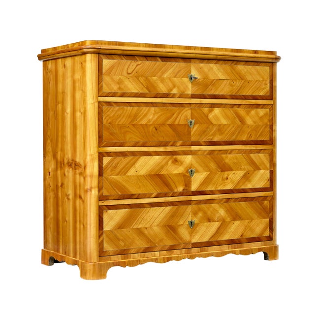 Mid 19th Century Scandinavian Inlaid Elm Chest of Drawers, 1868 For Sale - Image 14 of 14