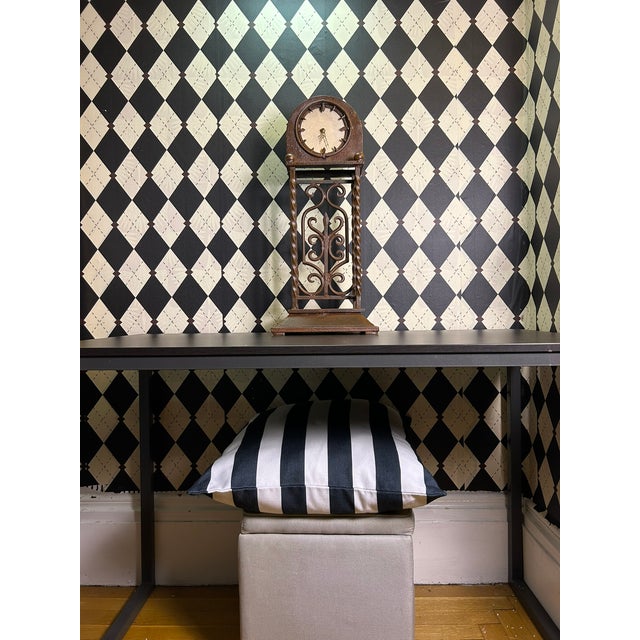 1970s Grand Old World Ironwork Table Clock With Architectural Scrollwork, 25" For Sale - Image 14 of 18