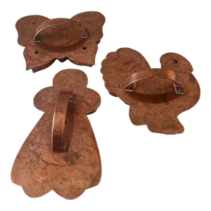 Set of 3 Vintage Extra Large Cape Code Copper Works Cookie Cutters