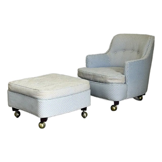 1960s Edward Wormley for Dunbar Club Chair and Ottoman For Sale