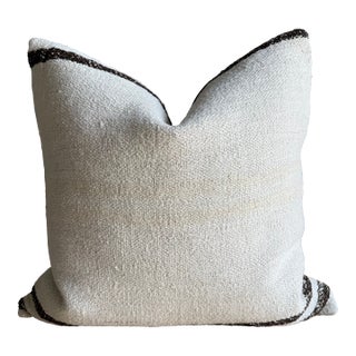 Vintage Rug Pillow Cover With Stripes For Sale