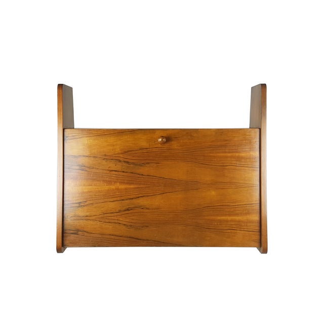 Brown Mid-Century Modern Wooden Drop Off Wall Secretary attributed to Marcel Gascoin, 1950s For Sale - Image 8 of 18