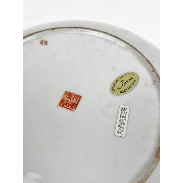 Vintage Pastel Chinoiserie Large Decorative Plate For Sale - Image 10 of 10