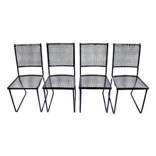 Set of 4 Troy Sunshade Style Black Checkerboard Dining Chairs, C. 1940 For Sale