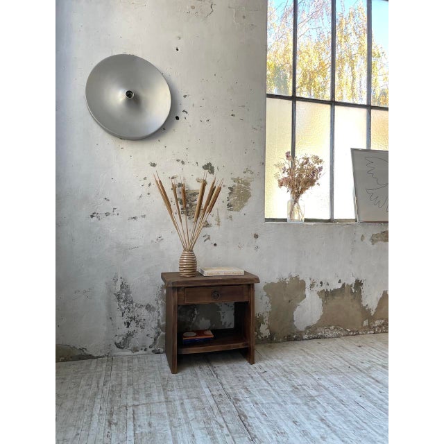 Wood Vintage Brutalist Bedside Table in Elm, 1970s For Sale - Image 7 of 18