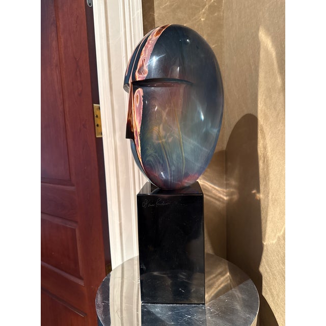 Mid-Century Modern Vintage Dino Rosin Extremely Rare “The Warrior” Chalcedony Glass Sculpture For Sale - Image 3 of 8