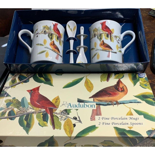 National Audubon Society Northern Cardinal Mug and Spoon Sets Godinger & Co - 4 pcs with Box For Sale In Panama City, FL - Image 6 of 8