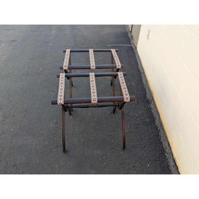 1970s Vintage Mid Century Butler Folding Luggage Rack Suitcase Stand - A Pair For Sale - Image 5 of 11
