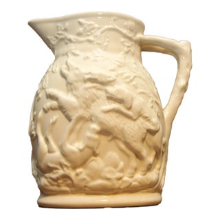 Late 19th Century Mason's Patent Ironstone High Relief Hunt Scene Pitcher For Sale