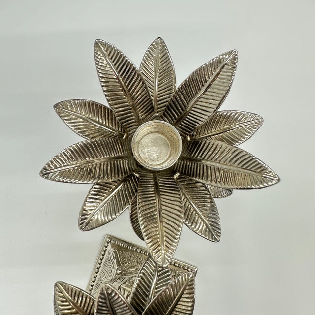 Mid-Century Modern 1980s Pair of Silver Plated Metal Pineapple Candle Holders by Godinger For Sale - Image 3 of 18