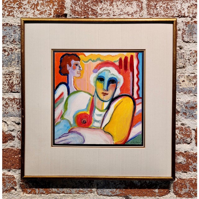 Nancy Kittredge -Rich Woman vs. Poor Woman-Oil painting Expressionist - Oil painting on board - signed - circa 1960s board...