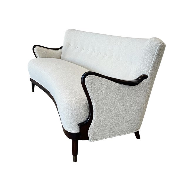 Slagelse Møbelværk 1940s Danish Modern Sofa by Alfred Christensen in Ivory Bouclé For Sale - Image 4 of 18