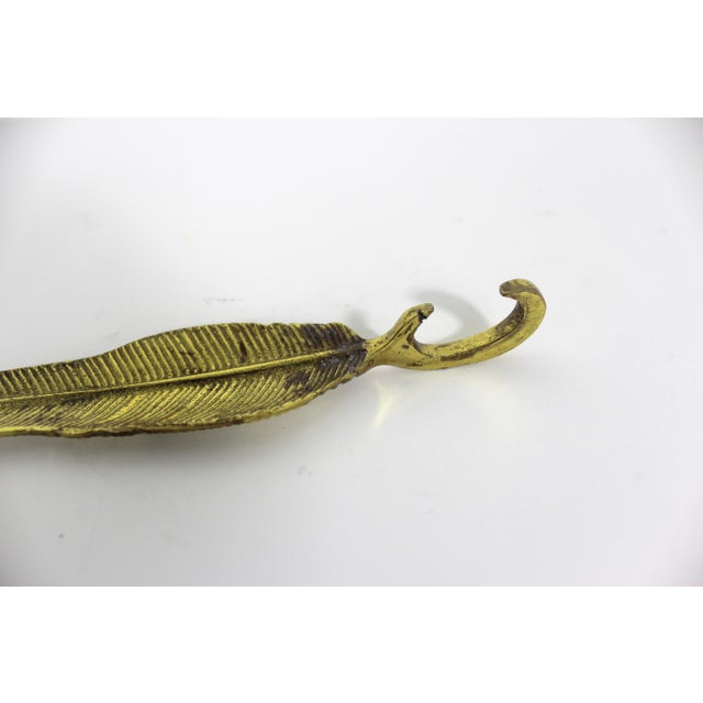 Mid 20th Century Vintage Gold Brass Feather Bottle Opener For Sale - Image 5 of 6