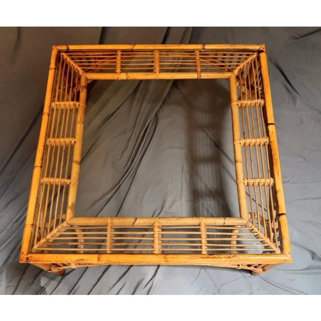 Exquisite Vintage Rattan Bamboo Square Glass Coffee Table, a stunning piece that perfectly embodies high-end luxury with a...