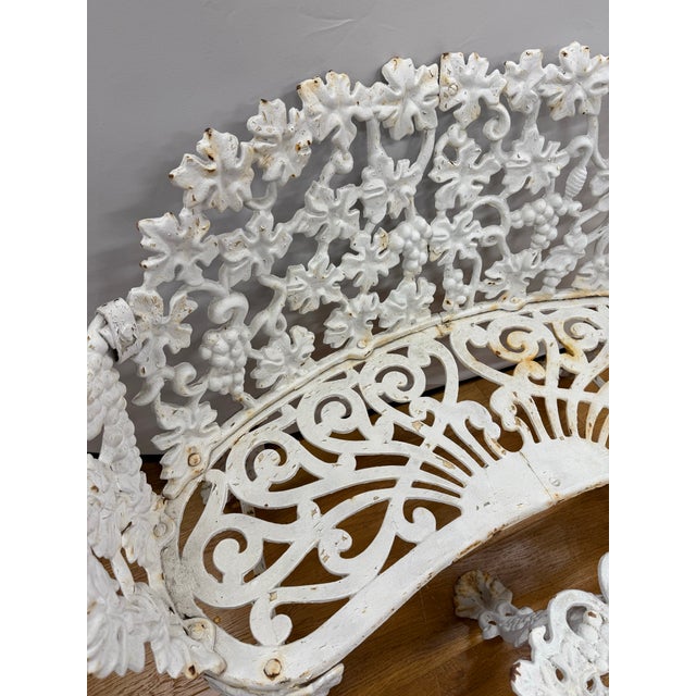 White Cast Iron Grapevine Bench and Table Set For Sale - Image 4 of 8