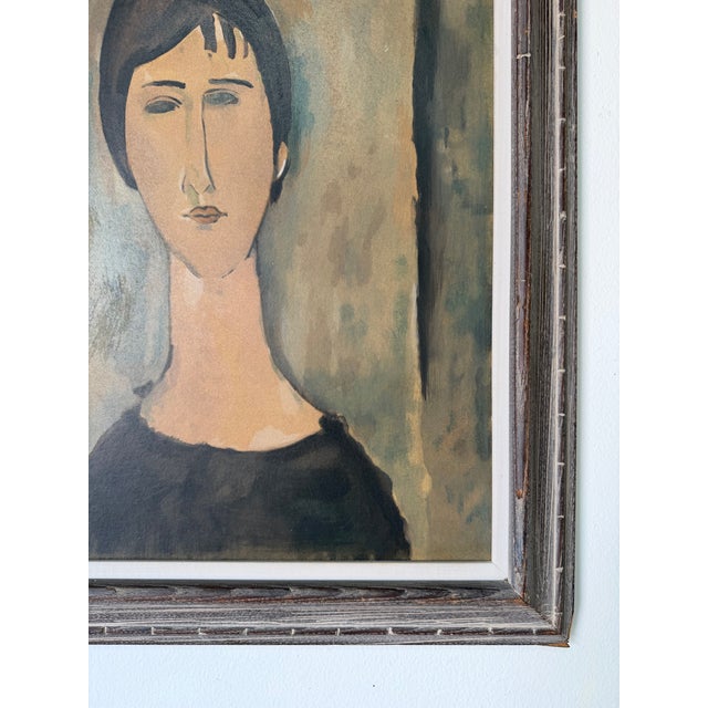 1970s Amadeo Modigliani Style Portrait Reproduction – Casein on Masonite Painting, Framed For Sale - Image 10 of 12