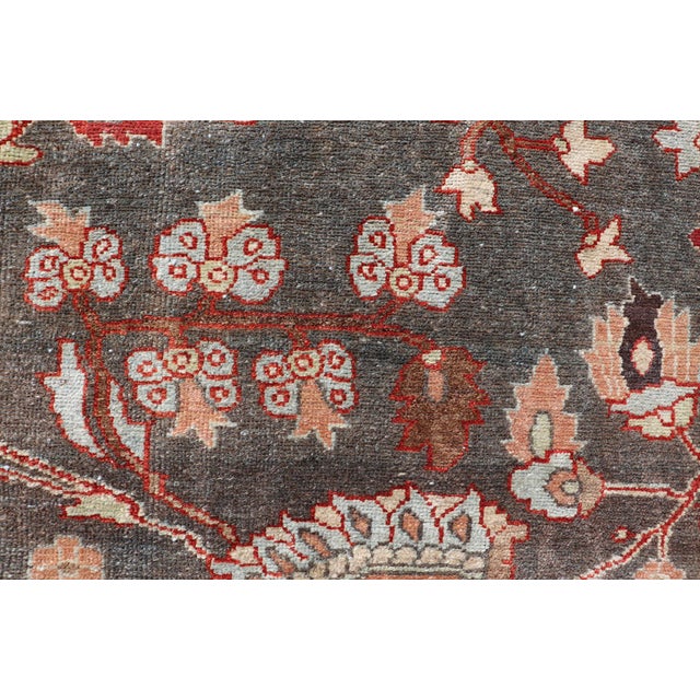 Brown Square Antique Persian Malayer Rug With a Brown Field and Stylized Floral Design 11 X 13 For Sale - Image 8 of 18