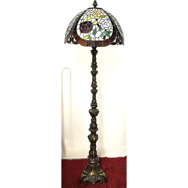 Brass Floor Lamp in the style of Tiffany, 1950s, in Very Good conditions. Designed 1950 to 1959 I have official proof of...