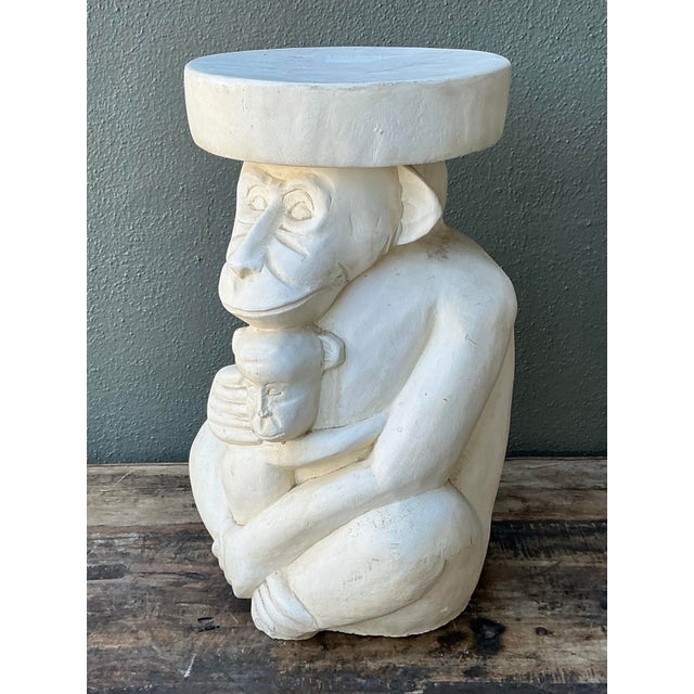 Late 20th Century Vintage Plaster Monkey Low Stool For Sale - Image 5 of 12