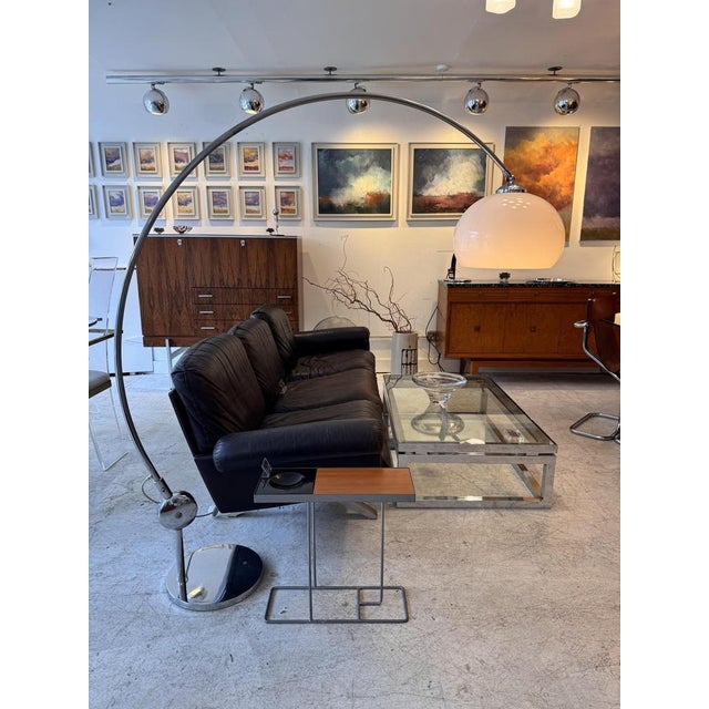 Cream Mid-Century Italian Adjustable Arc Lamp by Goffredo Reggiani for Reggiani with Shade fro Guzzini, 1970 For Sale - Image 8 of 9