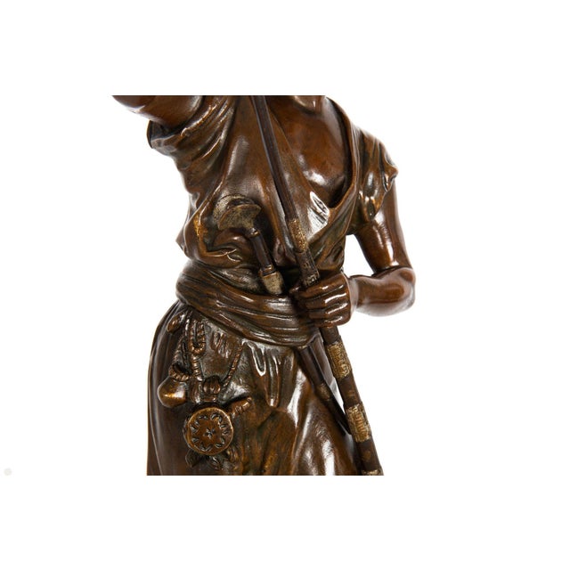 Rare French Orientalist Bronze Sculpture Arab Warrior After Jean Didier Debut For Sale - Image 6 of 12