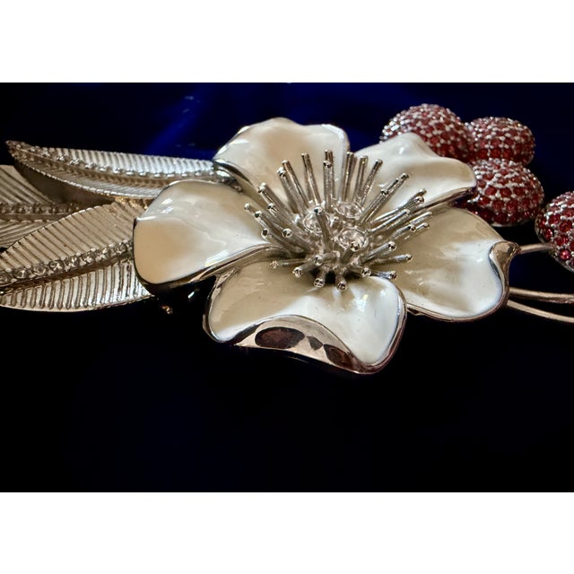 Vintage 1980’s Judith Leiber XL Cherry Blossom Brooch With Swarovski Crystals For Sale - Image 10 of 18