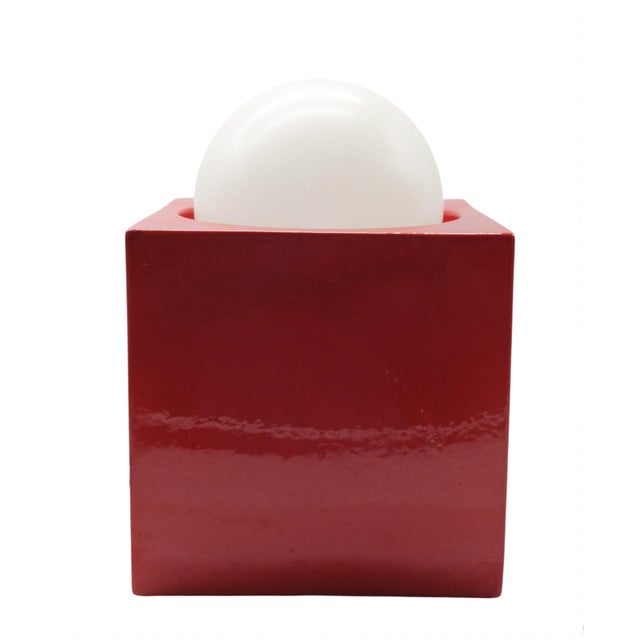 Glass Red Ceramic Table Lamp by Enzo Bioli for Il Picchio, Italy, 1960s For Sale - Image 7 of 10