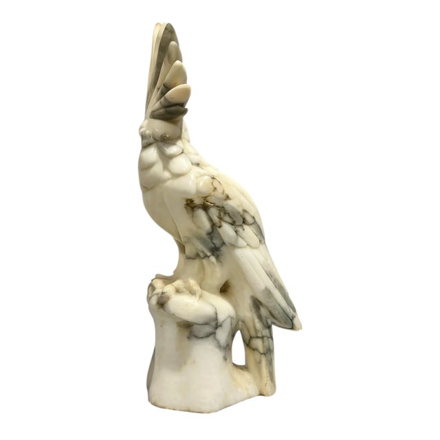 Stone Late 20th Century Cockatoo Parrot Alabaster Stone Sculpture For Sale - Image 7 of 8