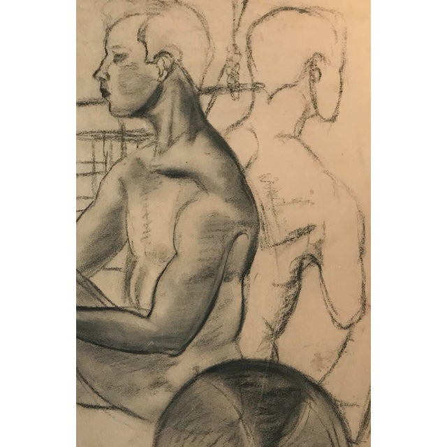 Figurative 1930s Seated Male Nude Drawing For Sale - Image 3 of 5