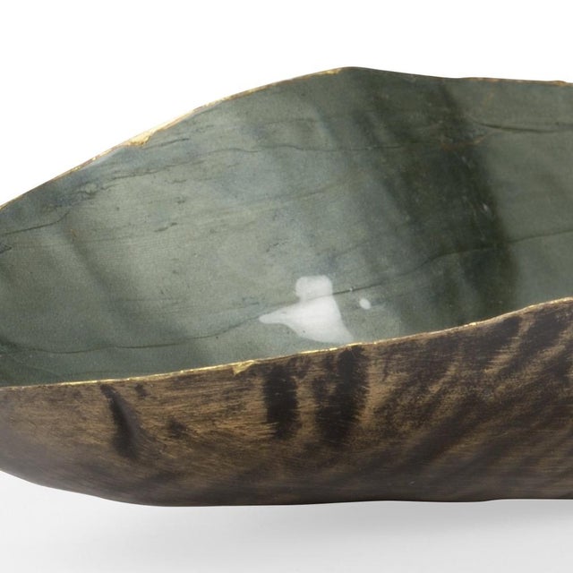 Sage enamel tray. For decoration only. Not for food use. 2.8h x 11w x 5d