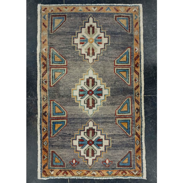 Dark Gray Turkish Mini Rug Oriental Hand Knotted Vintage Rug 2' x 3'4" #16378 For Sale - Image 8 of 8