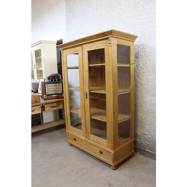 Rustic Antique Wilhelminian Showcase in Spruce For Sale - Image 3 of 9