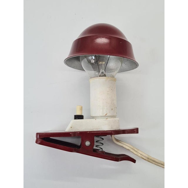 Red Small Mid-Century Modern Space Age Mushroom Clip-On Lamp, 1970s For Sale - Image 8 of 10