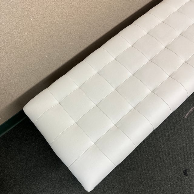 Contemporary White Leather Tufted Bench Chairish