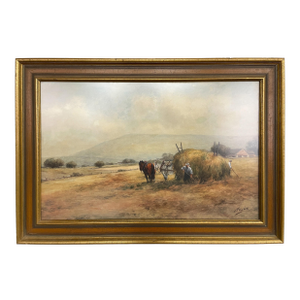 Antique American Realist Harvest Landscape Painting Bucks County Pennslyvania by Frank F. English, 1900
