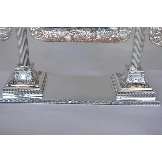 Antique Bronze Silverplate English Vanity Mirror For Sale - Image 4 of 8