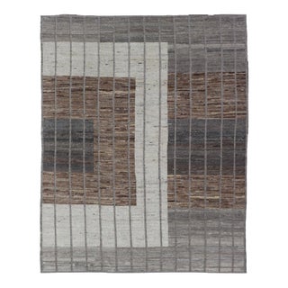 Earth-Toned Textural Elegance Modern Rug by Keivan Woven Arts 9'3 X 12'3 For Sale
