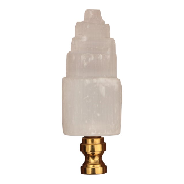 Selenite Crystal Tower Lamp Finial For Sale