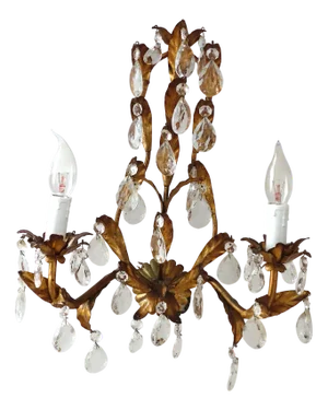 Metal and Crystal Wall Lamp by Lucienne Monique Firenze, 1960s