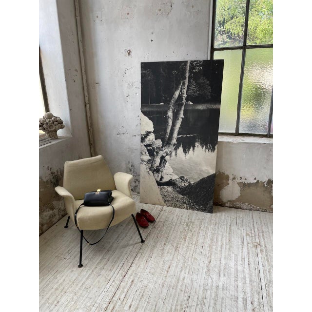 Old very large photograph printed on paper and canvased on a large wooden support. Typical of objects from the 60s/70s,...