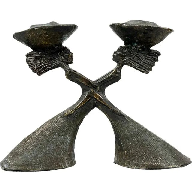Brown Dutch Bronze Plating Sculpture Candleholder by C. Ammerlan Van Niekerk, 2000s For Sale - Image 8 of 8