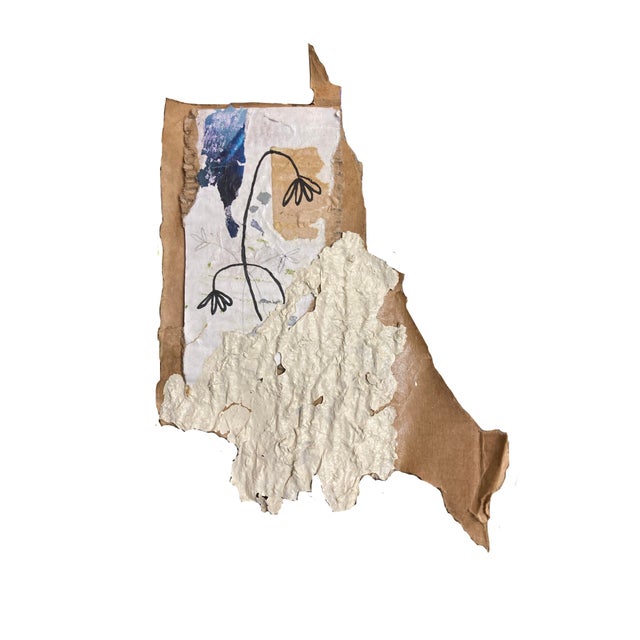 This minimalist analog collage focuses on subtle beauty of natural elements, found, and handmade materials. Carefully and...