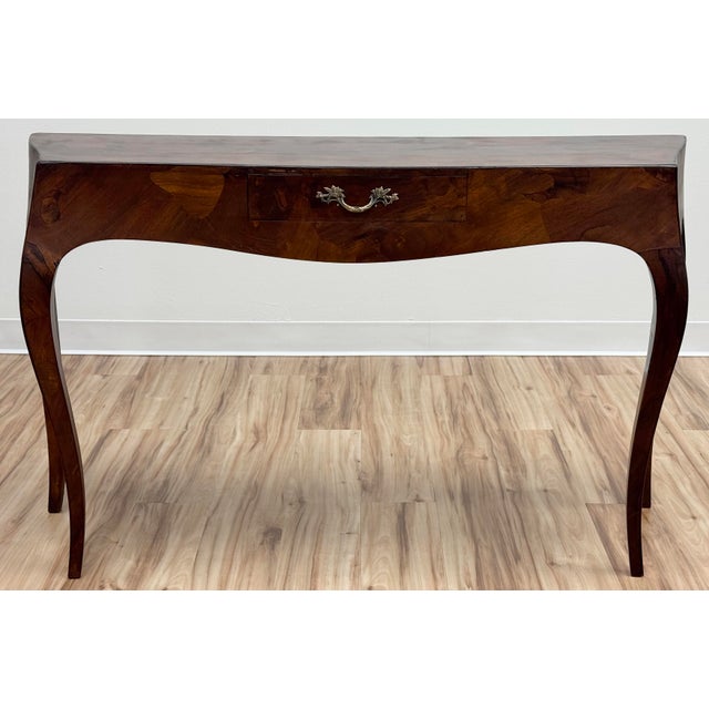 Italian Italian Saber Leg Burlwood Console Table or Writing Desk For Sale - Image 3 of 17