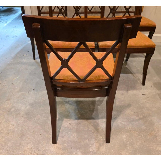 Traditional Set of 6 Vintage John Stuart Neoclassical Regency Revival Dining Chairs With Greek Key Inlay For Sale - Image 3 of 12