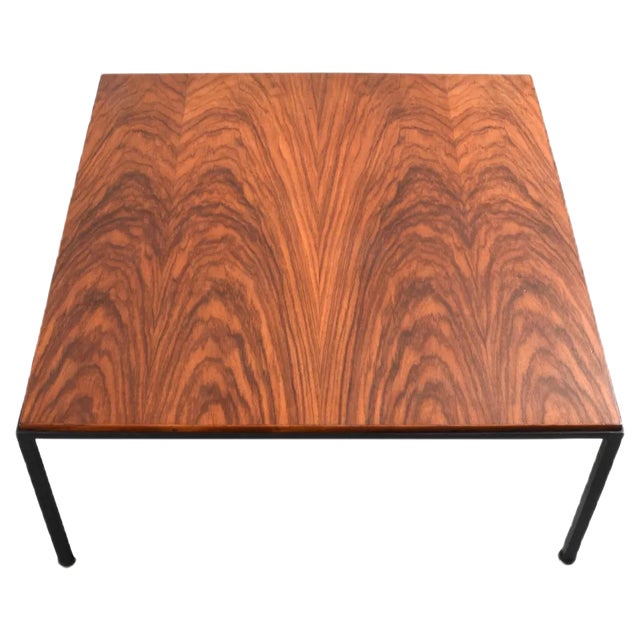 Mid-Century Italian Square Wood and Iron Coffee Table, 1960s For Sale